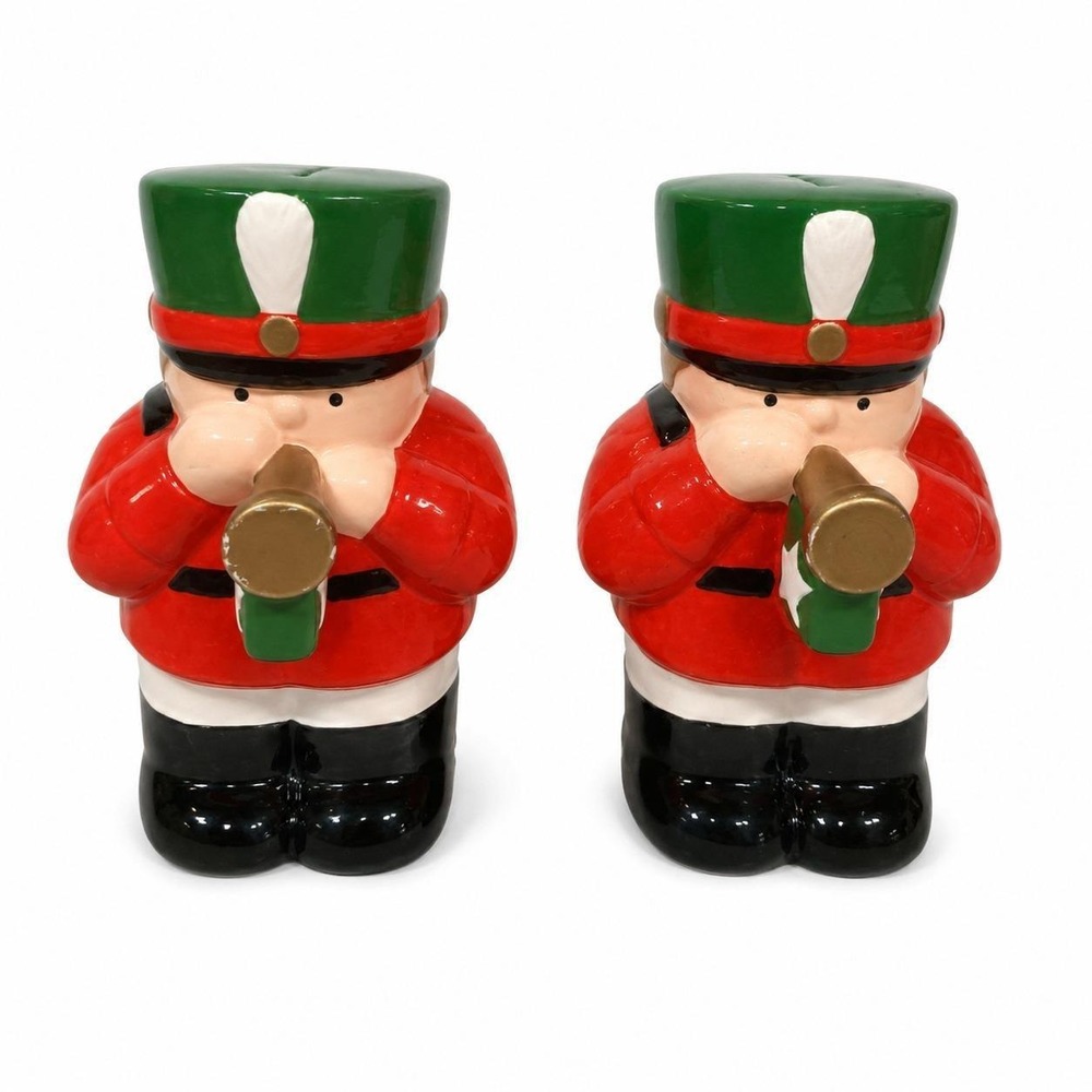 Vintage 1985 Set of 2 Christmas Toy Soldier Ceramic Coin Banks by Oci Omnibus